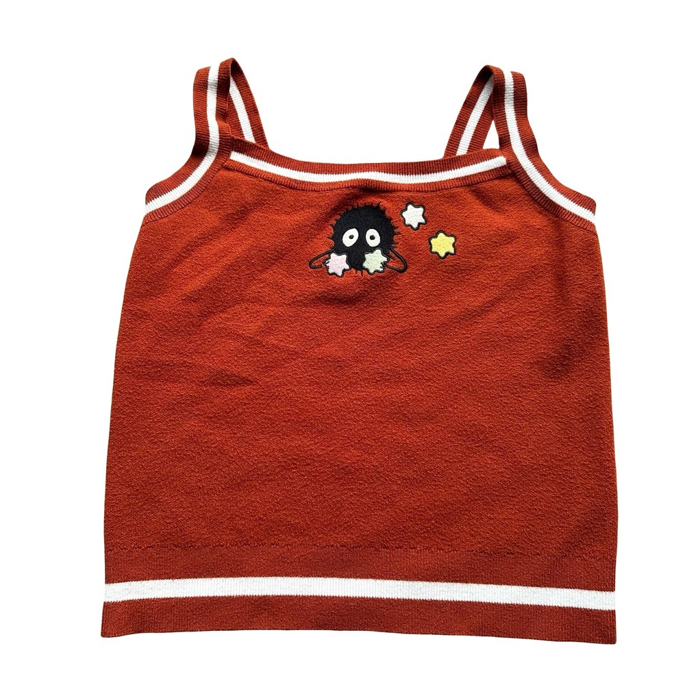 Studio Ghibli Spirited Away Soot Sprite Tank Size L Rust Orange Knit Pullover
